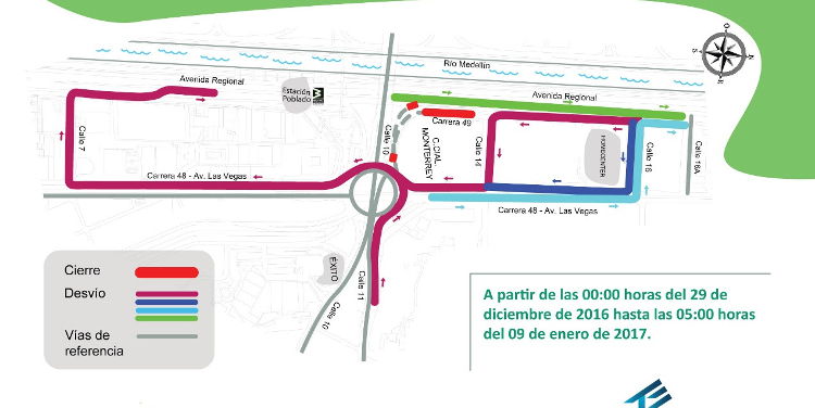 mapa cierre vial subir