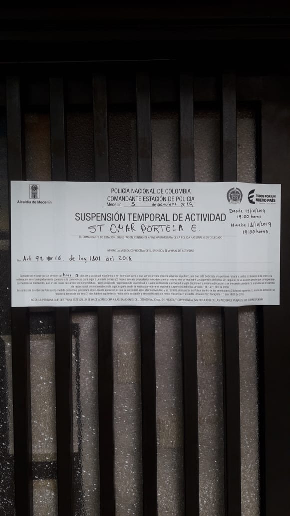 Hostal El Alterativo fue suspendido temporalmente por la estación de Policía de El Poblado.