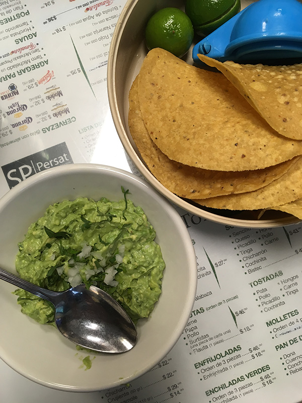 Tortilla y guacamole