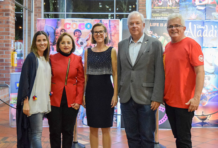 carola-windmüller,-marta-roldán,-anke-kading,-alejandro-tieck-y-sergio-arango. Colegio Alemán Medellín se unieron para celebrar una noche alrededor de la música en el Teatro de la Universidad de Medellín en la Musiknacht.